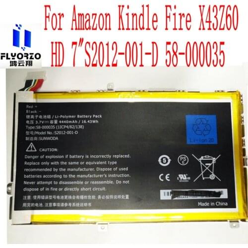 New High Quality 4440mAh S2012-001-D Battery For Kindle Fire X43Z60 HD 7"S2012-001-D 58-000035 Mobile Phone