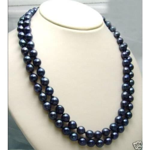 Free Shipping > 9-10MM AAA TAHITIAN BLACK PEARL Necklace 32"