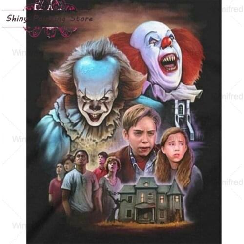 Full Square/Round 5D DIY Diamond Painting Horror Clowns House Movie Poster Cross Stitch Mosaic Needlework Diamond Embroidery