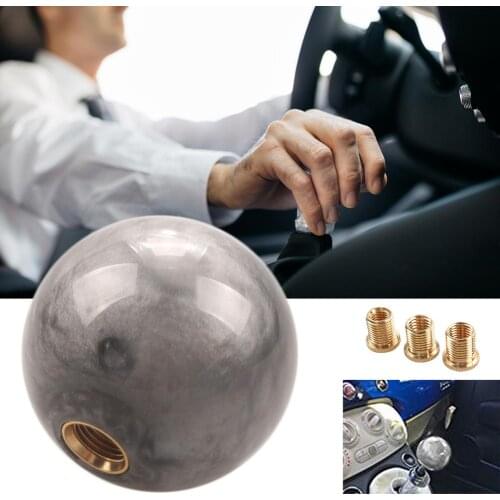 Acrylic Marble Round Ball Gear Shift Knob With 3 Adapters Modified Manual Shift Head Adapters Gearbox Handles Gear Shift Knob