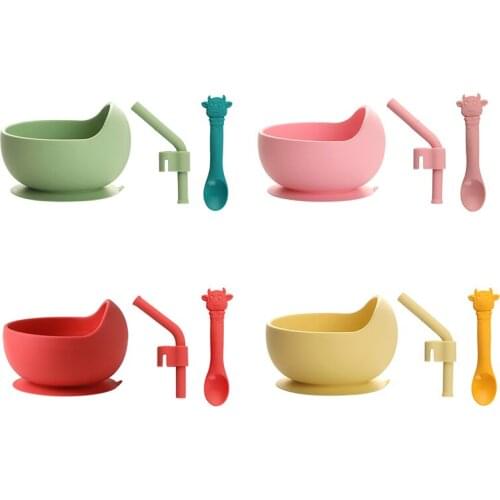 Silicone Baby Feeding Bowl Tableware Waterproof Spoon Non-Slip Crockery BPA Free Silicone Dishes For Baby Bowl Baby Plate
