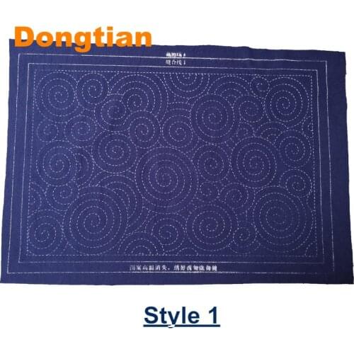 Blue Cotton Fabric With Pre-Printed Sashiko Pattern For Tea Mat Sashiko DIY Placemat Material Heat Erasable Pattern 30*45cm