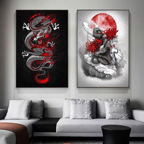 Modern Art Chinese Flying Dragon Tengyun Rides The FogCanvas Painting Print Posters and Prints Home Living Room Decoration