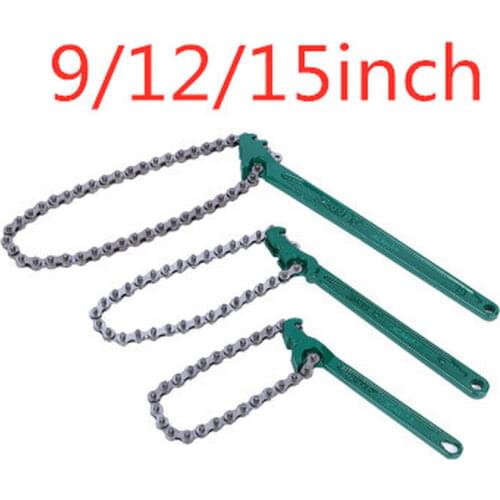 Universal Oil Filter Wrench 9/12/15inch Grid Filter Chain Spanner Wrench Auto Chain Type Oil Fuel Filter Filters Remover Tool