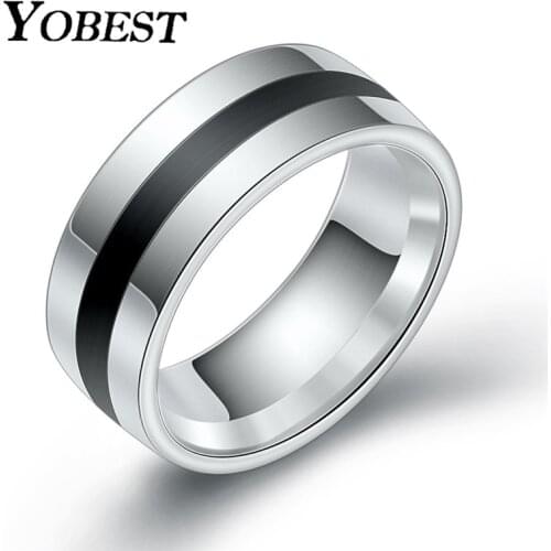 Yobest 316L High Quality Men Epoxy Titanium Stainless Ring Lover Couple Rings for Women Men Vintage Cool Rings