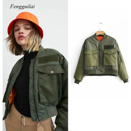 2021 Street Trendsetter Rock Fashion Jacket Cotton Padded Womens Winter New Stand Collar Splicing Coat