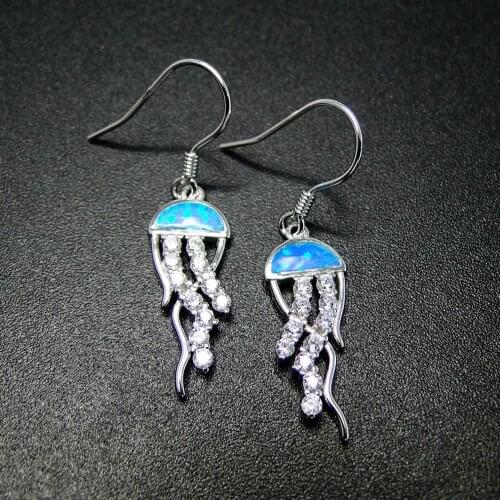 Hot Selling Opal Jewelry 925 Sterling Silver Fire Opal Jellyfish Earrings Womens Drop Earring For Gift / Party / Engagment