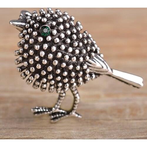 Women Cute Birds Brooches Antique Silver color Vintage Hijab Accessories Lovely Brooch Pins Statement Punk Jewelry Broach Pins