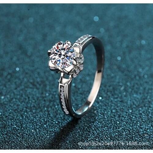 Moissanite Diamond Ring Passed Diamond Test Excellent 925 Sterling Silver Crown Diamond Ring Women Wedding Luxury Jewelry