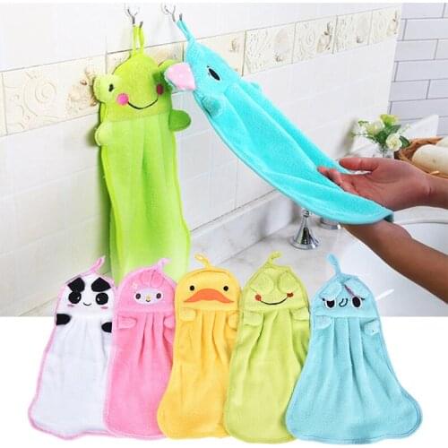 1PC Baby Soft Plush Bath Towel Baby Nursery Hand Towel Cartoon Animal Wipe Hanging Bathing Towel For Children Bathroom