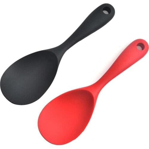 1pcs long handle rice spoon food grade silicone heat non-stick spoon accessories rice kitchen H3P2 tools cooking resistant Y0M6