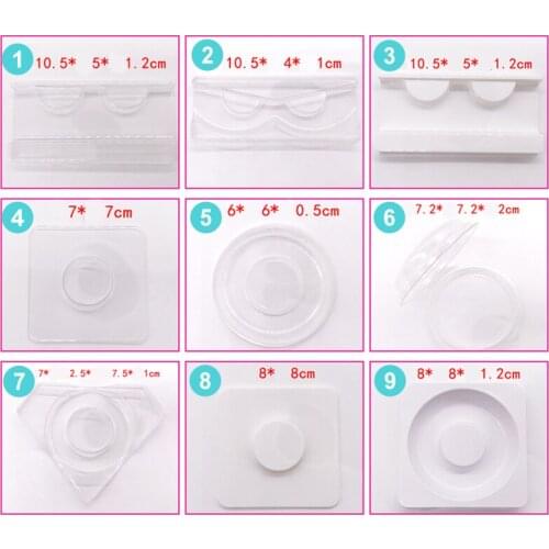 10set/lot Plastic Tray Mink Lashes Triangle white round Tray Wholesale eyelash tray for eyelash packaging box in various sizes
