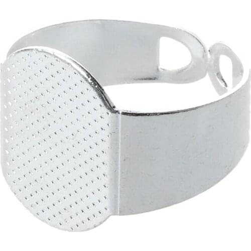 10 PCS 15 mm Silver Crafting Oval Adjustable Ring Holder