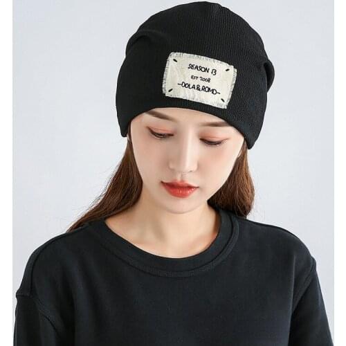 2021 New Fashion Trend Milk Fiber Thin Pull-over Hat White Brown Black Letter Printing Baotou Cap for Woman and Man Bonnets