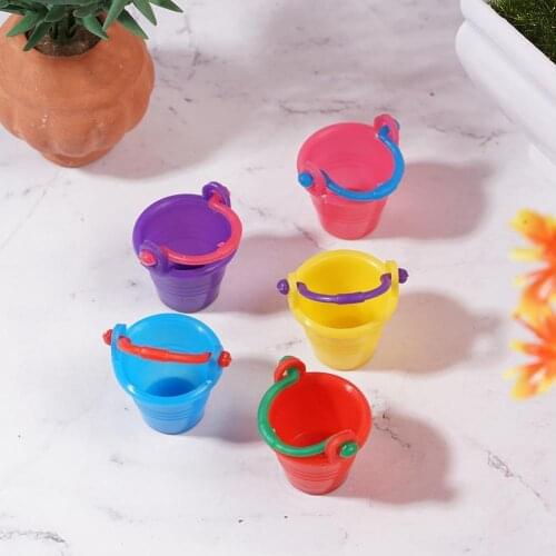 5 Sets 1:12 Scale Mini Candy Metal Buckets Decoration Kitchen Miniature Accessories Food Doll For Dollhouse Toy Room Living M2O0