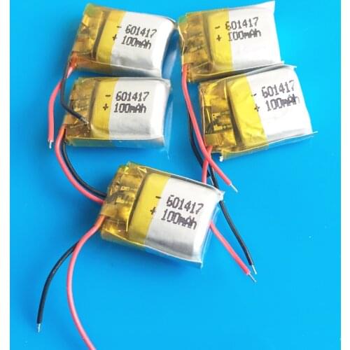 5 pcs 100mAh lipo rechargeable battery lithium polymer small size for MP3 bluetooth watch headset headphon video pen 601417