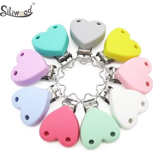 50PCS Silicone Heart-shaped Clips DIY Baby Pacifier Dummy Teether Soother Nursing Jewelry Toy Accessory Holder Teething Clips