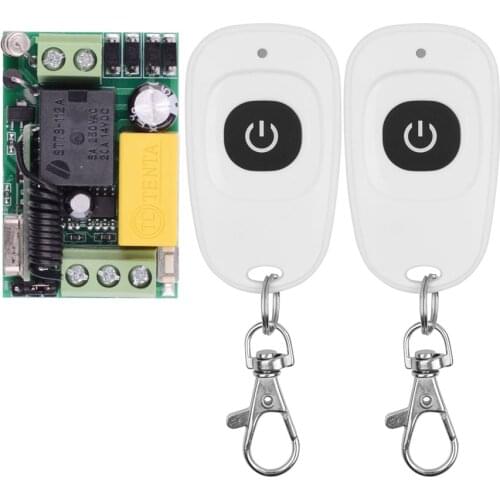 AC 220 V RF Wireless Mini Switch Relay Receiver Remote Controllers For Light switch With White Waterproof Transmitter