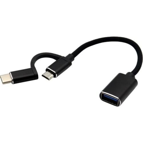 2 In 1 USB 3.0 OTG Adapter Cable for Samsung Nylon Braid Micro USB Type C Data Sync Adapter for Huawei for MacBook Type-C OTG