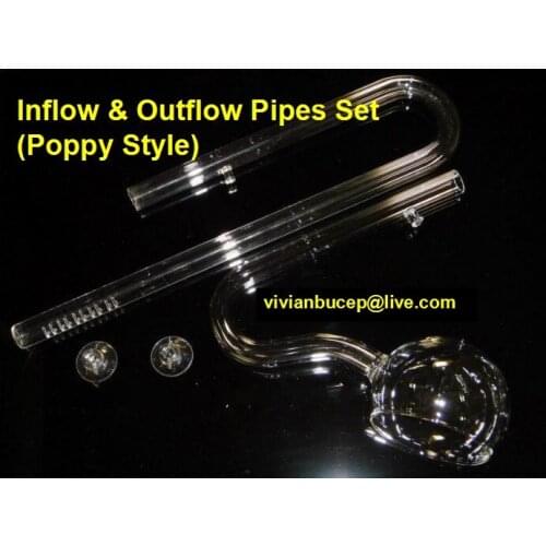 Aquarium Glass Inflow & Outflow Lily Water Pipe Ball Shape HF-13mm / HF-16mm Skimmer poppy pipe
