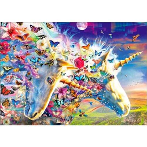 Butterfly & Unicorn Diamond Paintings Diy 5D Full Round Diamond Embroidery Flower Diamond Mosaic Animal Rhinestones WG2071