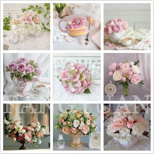 Full Drill Diamond Painting Rose Cross Stitch Picture of Rhinestones Diamond Embroidery Flower Mosaic Wall Art Home Decoration