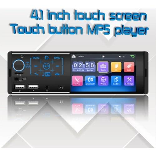 1 Din 4.1" Bluetooth Car Audio MP5 Player Touch Screen Autoradio FM SD USB AUX Support Car Radio Multimedia Player Free Shipping