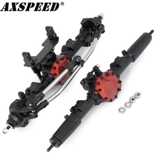 AXSPEED CNC Aluminum Front Rear Straight Complete Axle for 1/10 RC Crawler Axial SCX10 II 90046 Metal Axle Upgrade Parts