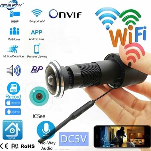 1080P Security Wifi Wireless Door Eye camera IP Gate Yard Bullet Wide Angle FishEye Lens Mini Peephole CCTV P2P Onvif ICSEE App