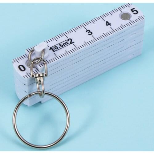 Unisex Creative Design New Key Chain Plastic Fold Ruler Tape Measure Carpenter Measuring Tool 50cm Measuring Tool Key Ring