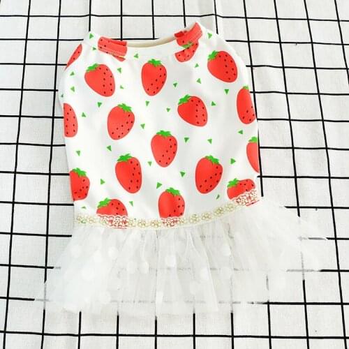 French Bulldog Corgi Pug Dog Small And Medium Pet Clothing Spring And Summer Milk Strawberry Princess Gauze Pettiskirt