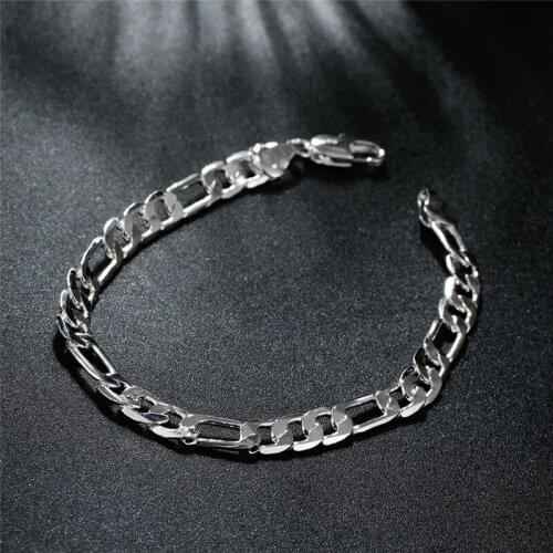 Hot new 925 sterling silver Bracelets charm classic 6MM chain for women men Wedding party Christmas Gifts hot Fashion Jewelry