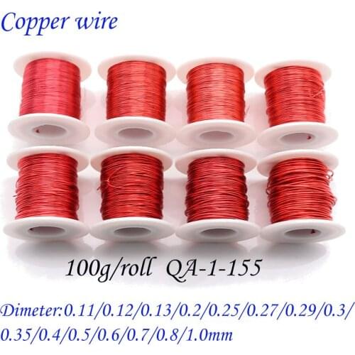 100g Red Magnet Wire 0.11mm-1.0mm QA-1-155 Enameled Copper Wire Magnetic Coil Winding For Electric Machine inductance