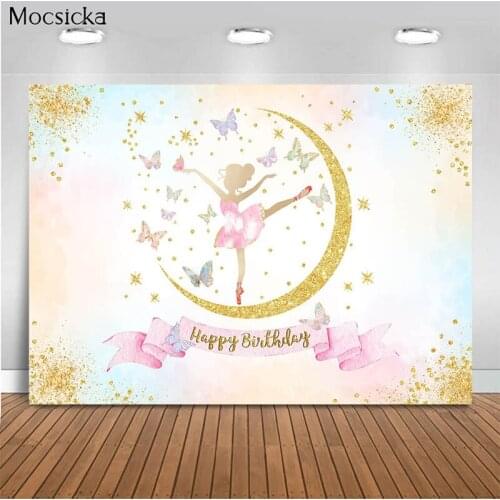 Mocsicka Girl Birthday Background Dance Girl Moon Butterfly Decoration Style Child Portrait Photo Background Photography Studio