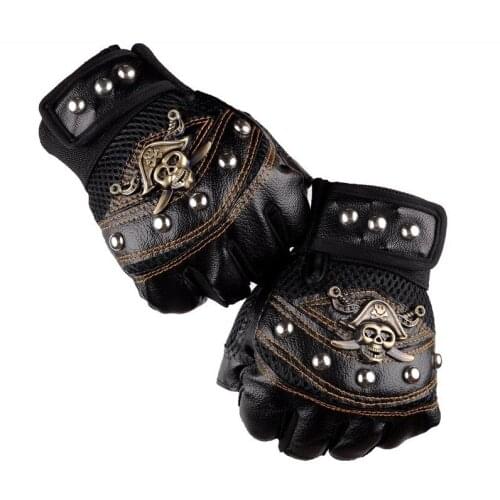 Skull rivet motorcycle mens full finger gloves outdoor equipment pirate riding gloves