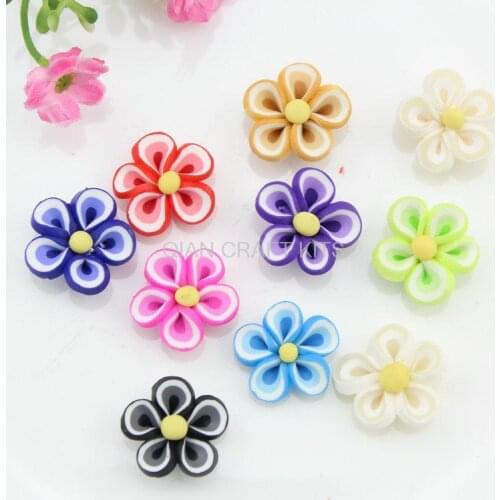 Set of 50pcs Mixed Clay Flower Beads Rose Flower Beads Cabochons 21mm DIY Pendant cell phone decor-RT0025