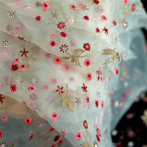 Organza Soft Mesh Embroidery Lace Fabric Floral Sewing Mesh Fabric DIY Handmade Clothing Sewing Cloth
