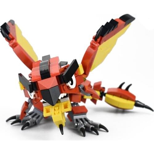 Original Design Red Fire Dragon Building Blocks Toys For Children Dragon Anime Figure Model Action Figure Assembling Blocks Doll