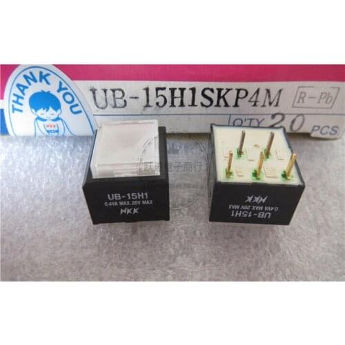 Original new 100% UB-15H1SKP4M 0.4VA 28V with lamp square 15*15*12.8MM button reset switch 5pin