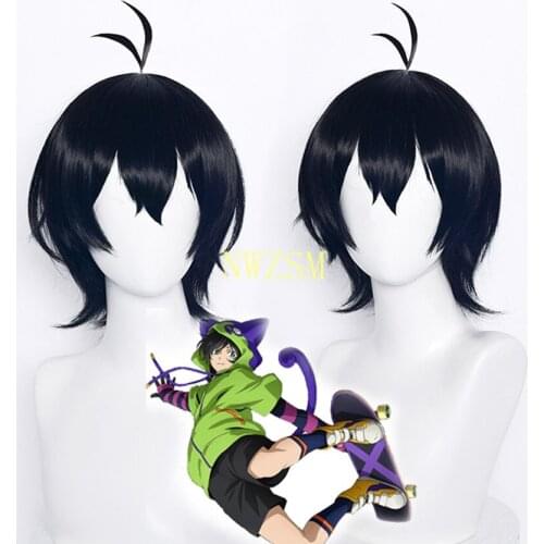 Anime SK8 the Infinity MIYA Cosplay Wig Men Short Black Hair Headwear with Free Hairnet