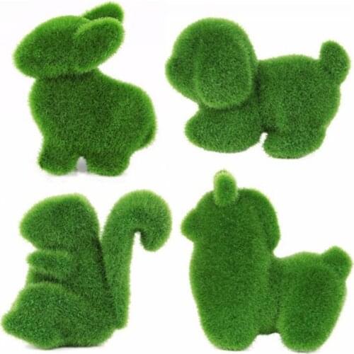 Easter Simulation Plant Green Mini Potted Plants Small Animal Bonsai Table-Top Decoration Office Grasses Rabbit Squirrel Bonsai