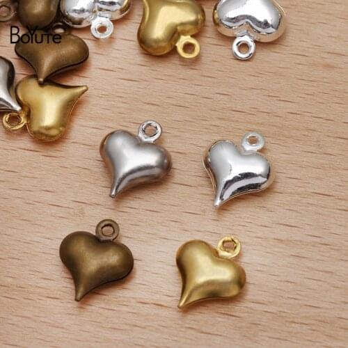 BoYuTe (200 Pieces/Lot) 7.5*9.5MM Metal Brass Middle Hollow Heart Charms for Jewelry Making Diy Handmade Materials Wholesale