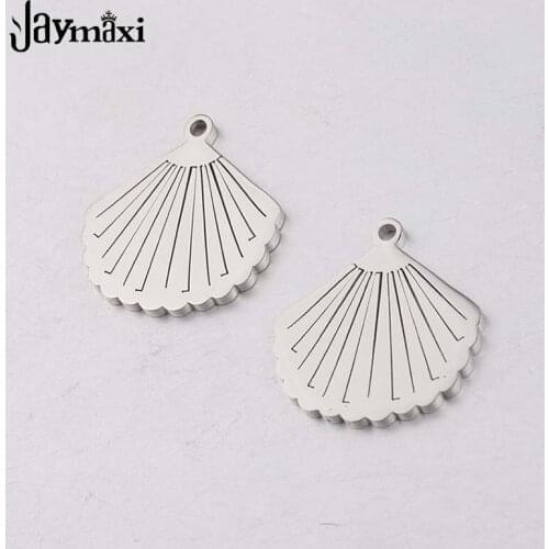 Jaymaxi Fan Shape Charms High Polished Stainless Steel Seashell Pendant Charms For DIY Bracelet Jewelry Making 20*21mm 20pcs/lot