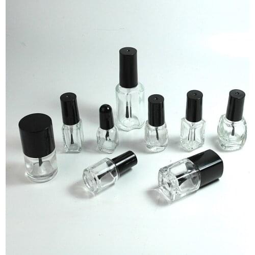 5/10/15ml Clear Empty Nail Polish Glass Bottle Portable Container Storage Box Square Round Makeup Tube With Brush