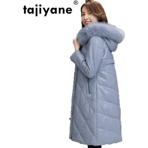 Fox Fur Collar Autumn Winter Down Coats Korean Sheepskin Coat Female Jacket Real Genuine Leather Jacket Black Women Tops ZT1682