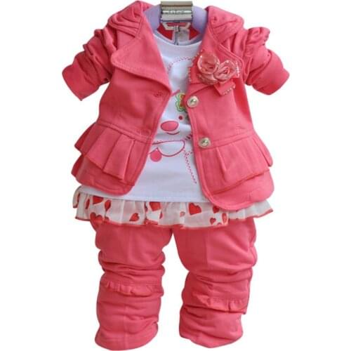 Sale 1 Set Childrens Clothing The Spring and Autumn Period Korean Fashion Girls Sweater + Pants + Three Piece Suit TST0251