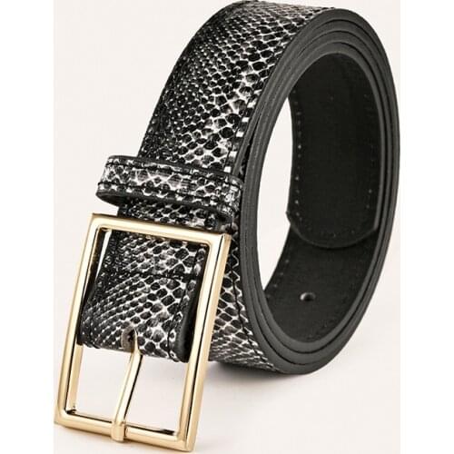 Women Belt Leopard Belt with Gold Buckle Ladies Belt Snake Pattern Waistband PU Leather Female Cinturones Ladies Belts Dresses