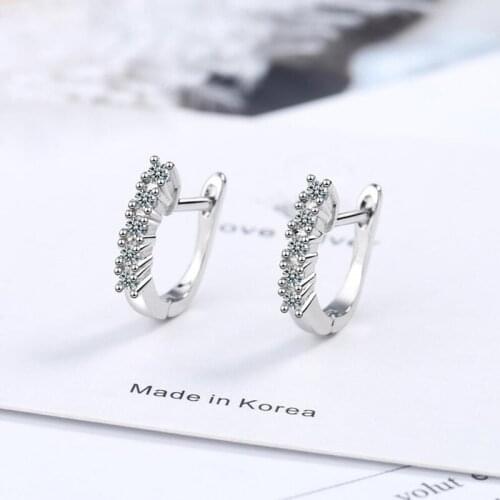 Hot Popular Zircon Small Hoop Earrings For Women Wedding Jewelry 925 Sterling Silver Earring Girl Anniversary Accessories KOFSAC