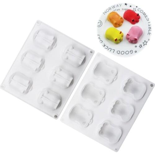 6 cavity mousse pig silicone cake mold diy ice cream mold handmade soap mold food grade