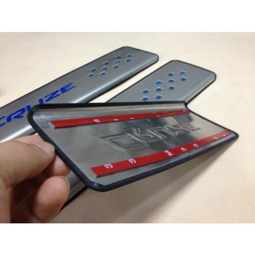 Blue Red Cruze logo Stainless Steel Slim Door Scuff Sill Plates stickers FOR 2015 Chevrolet cruze External padel Sedan hatchback